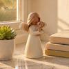 Unique Gifts for Cat Owners Angel Holding Puppy Figurine, Cute Dog Resin Statue Home Small Tabletop Sculptures Shelf Desk Decor, Handcrafted