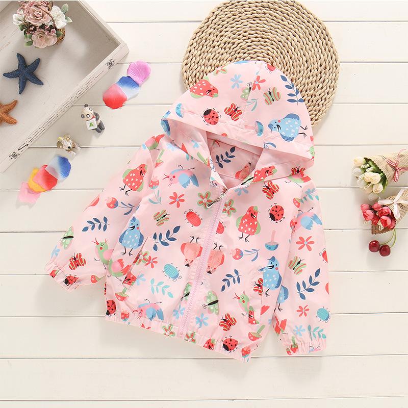 Spring Jacket for Girls Coats Hooded Unicorn Rainbow Pattern Baby Girls Clothes Outerwear Kids Windbreaker Autumn Girls Jackets