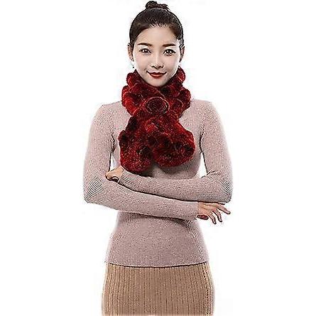 Women's Fur Scarf Rabbit Fur Apron Wavy Fur Scarf Winter Knitting Plush Scarf
