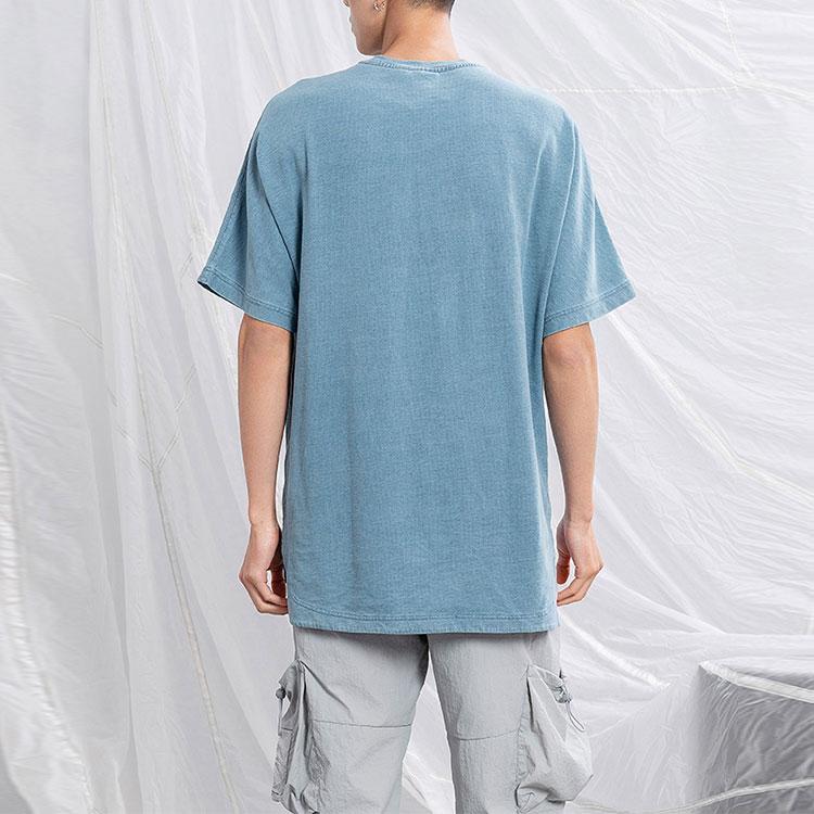 Li Ning Sports Fashion Series Logo Print Loose Knit Short Sleeve T-Shirt Men Tops Denim-Blue AHSR397-1