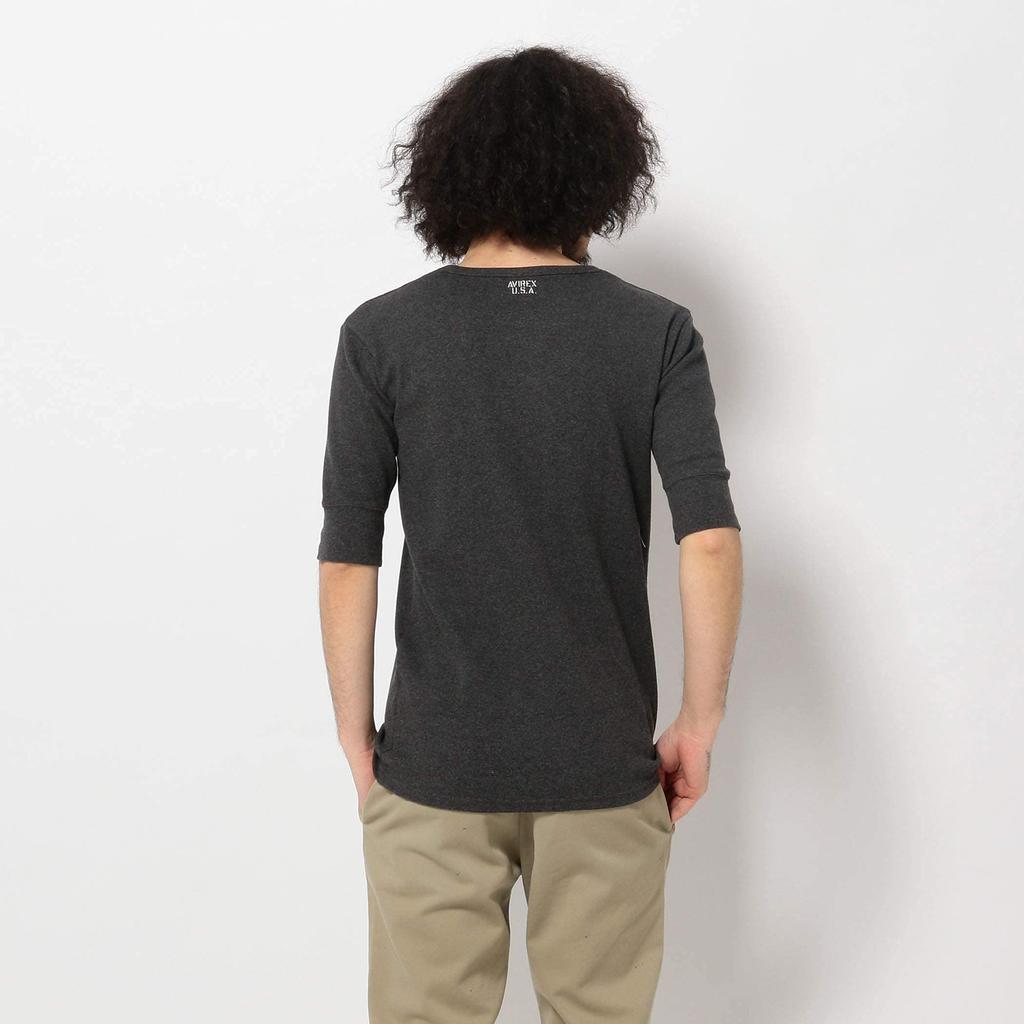 Avirex Daily Rib Half Sleeve T-Shirt (Antibacterial, Anti-odor) Men's Size Large, 6143508, Gray, 014