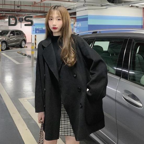 

Шерстяной кардиган свободного покроя с длинными рукавами и лацканами, женский осенне-зимний двубортный однобортный костюм средней длины, пальто