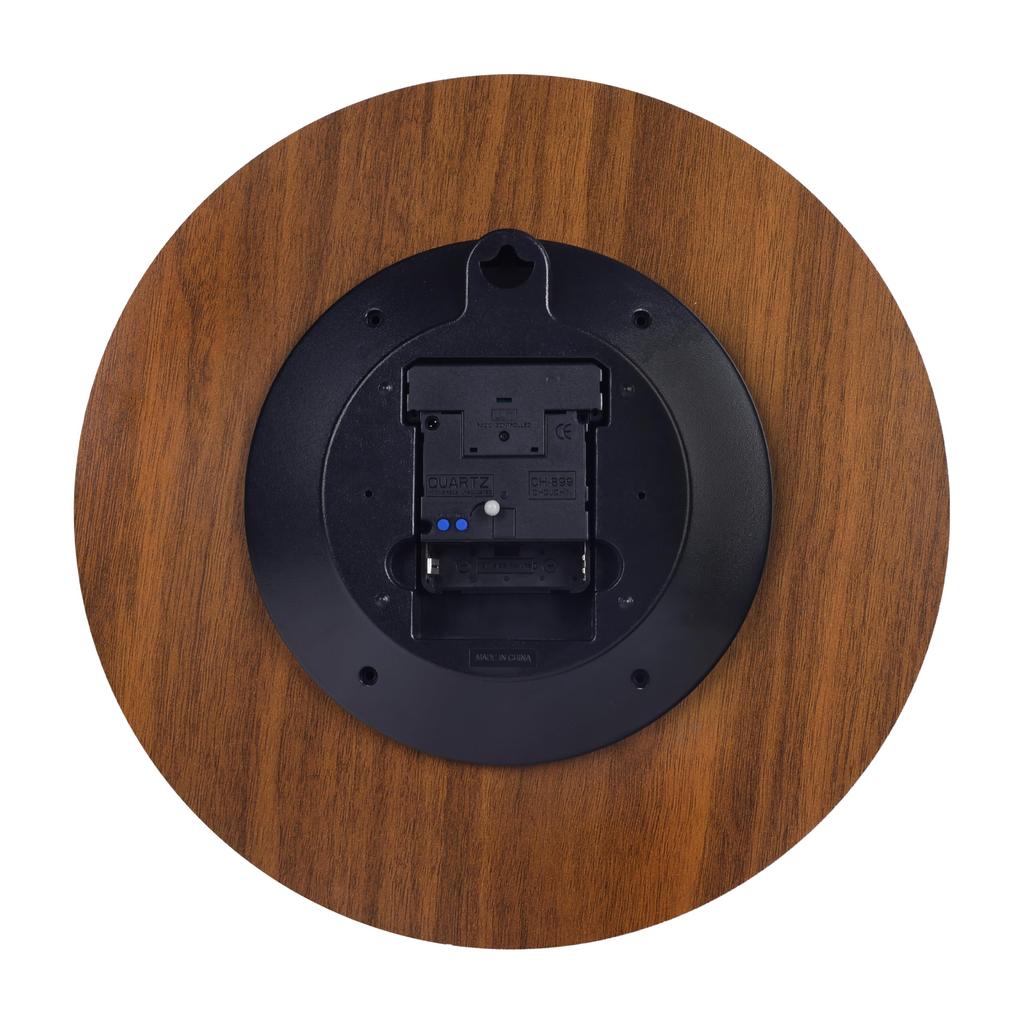 Wall Luminous fluorescent Nighttime Second Hand Stop Wood Grain Wall Clock for Gift Clock, Radio-Controlled, Luminous, (with glow-in-the-dark