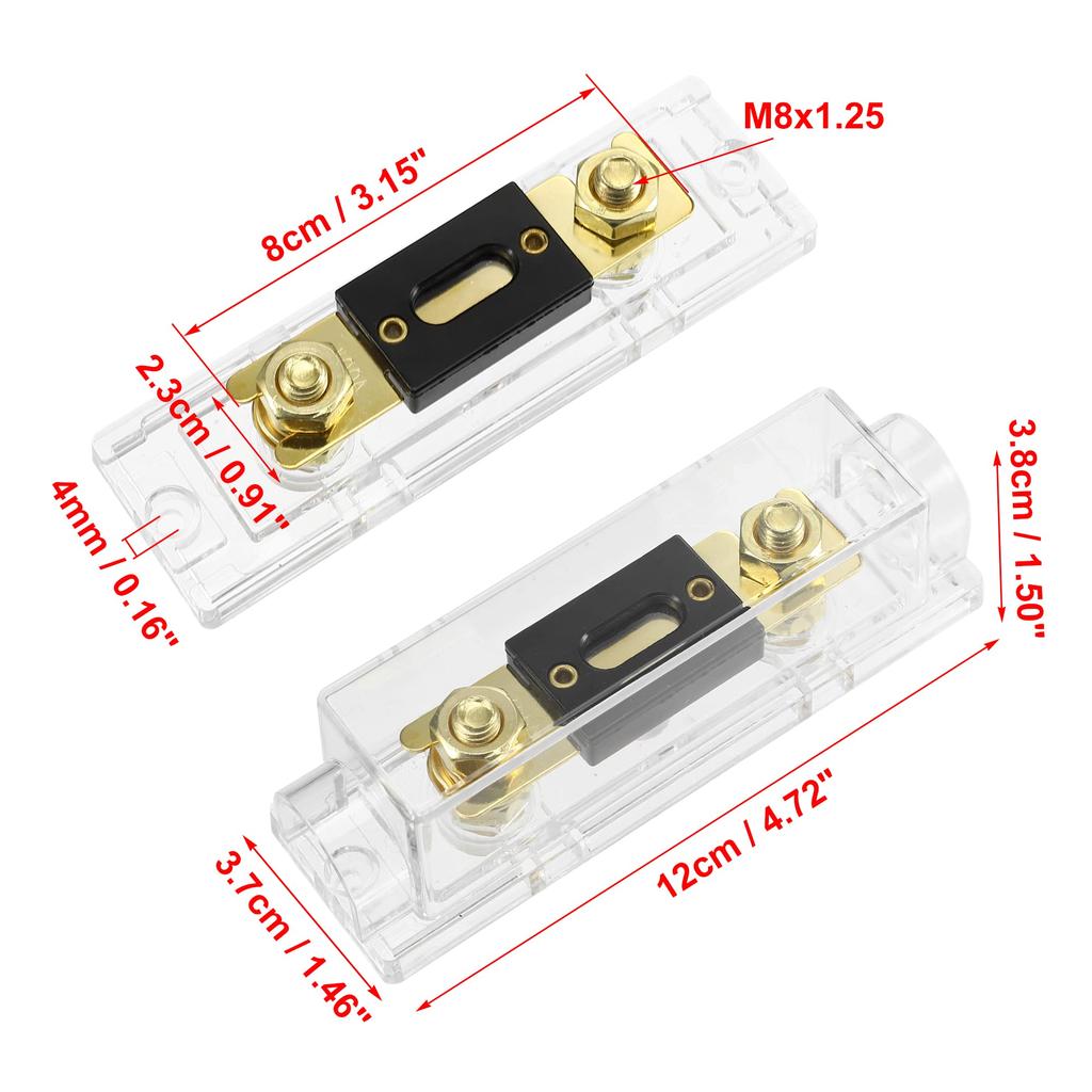 uxcell ANL Fuse Holder Car Audio 0 4 8 Gauge Inline Transparent Fuse Block