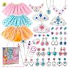 Kids Dress-Up Jewelry Set With Butterfly Hair Tie Princess Necklace Angel Wing Pendant Heart Earrings Crystal Shoe Covers
