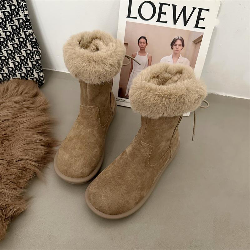 thick-soled plush cotton shoes snow boots women's shoes 2025 new autumn and winter warm short boots Martin boots