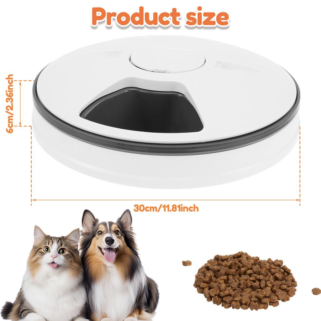 Dry Wet Food Cat Feeder with Timer 6 Meals Pet Food Auto Feeder Battery Powered Fresh Food Dispenser for Domestic Pets
