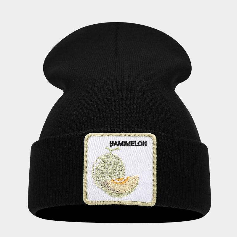 

Новая креативная вязаная шапка с фруктовыми нашивками и защитой ушей, спортивная шерстяная шапка, мужская и женская теплая шапка от холода на осень и зиму One size