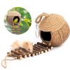 Coconut Birdhouse Hut With Ladder Hemp Rope Roof Natural Material Firm Stable Small Animal Cage Habitat Decoration Pet Supplies