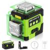 HUEPAR Green Laser Level with Cross LCD High Rechargeable 3D Laser Leveling Tool for Hanging Architectural and Powerful Magnetic and Hard Carry Case