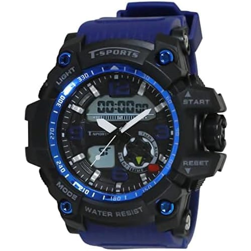 Klefer Men's Digital-Analog Waterproof Wristwatch with Stopwatch and Urethane Strap, Black, TS-AD095-BL