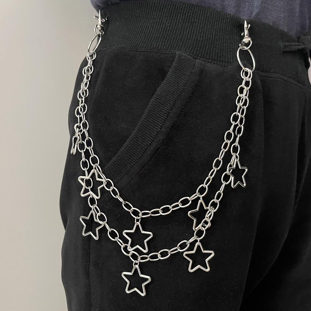Wind Trend Hollow Five-pointed Star Pendant, Multi-layer Trouser Chain, Personalized Versatile Bag Pendant