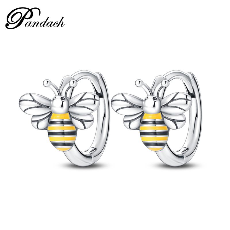 Brincos Exquisitos de Abelha, Borboleta e Joaninha em Prata de Lei 925 Para Mulheres Românticos Brincos em Forma de Coração Rosa Joias para Festa de Casamento