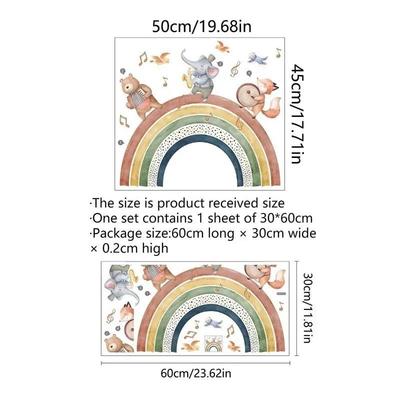 Adesivi Murali Animali Cartoni Animati Arcobaleno Autoadesivo Adesivo Murale Volpe Elefante Orso Bruno Cameretta Bambini Decorazione Casa Adesivi