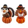 Holiday Gift for Friends And Family Resin Turkey Pumpkin Ornament Thanksgiving, Autumn Harvest Festive Tabletop Cute Statue Figurine with Retro