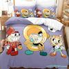 2023 Kawaii Cuphead Mugman Bettwäsche-Set Einzelbett Doppelbett Vollgröße Queen Size King Size Bettwäsche-Sets für Erwachsene Kinder Schlafzimmer Bettbezüge Anime Spiel Bett