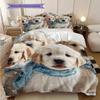 Golden Retriever Muster Bettwäsche Steppdecke Set Bettbezug Kissenbezug Heimdekoration Geburtstagsgeschenk (1 Bettbezug + 2 Kissenbezüge, ohne Füllung)