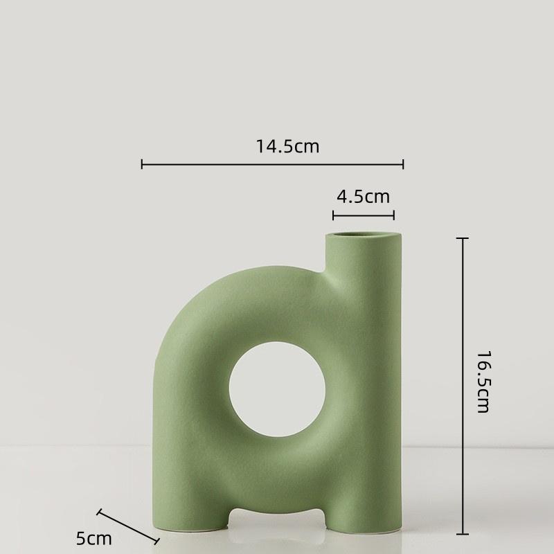 Creative Geometric Pipeline Ceramic Vase Hollowed-out Letters Flower Vase Flower Arrangement Accessories Flowerpot Home Decor