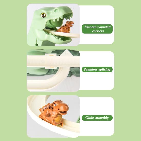Elektrisk Dinosaur Bane Sklie Leke med Lys Musikk Tegneserie Dino Automatisk Trapp