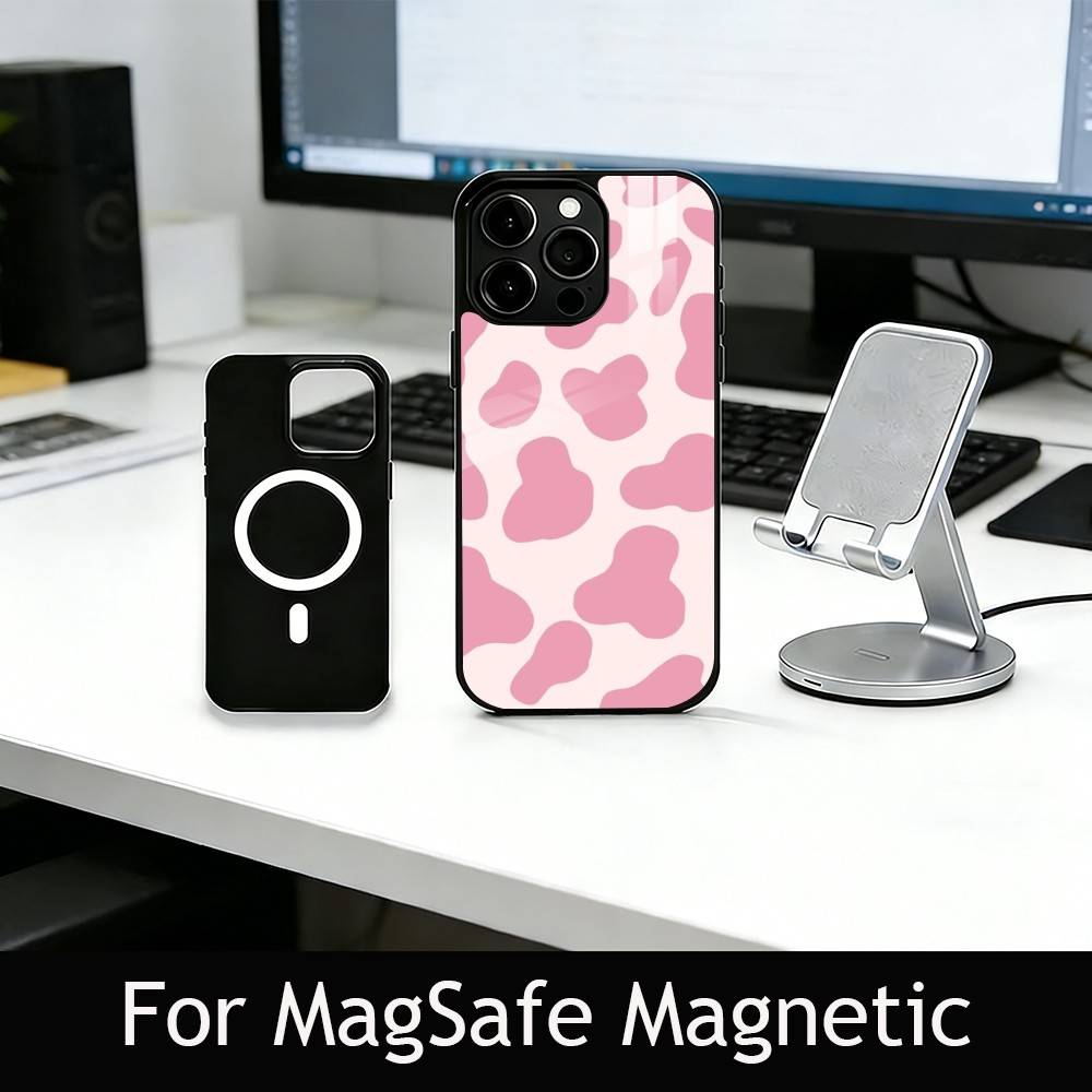 Cow print Phone Case For iPhone17,16,15,14,13,12,11 Plus,Pro Magnetic For Magsafe Wireless Charging