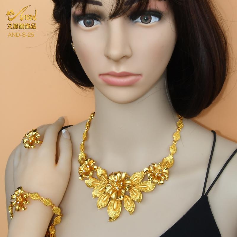 

Эфиопия Цветы Роскошная Цепочка Ожерелье Африканские Ювелирные Наборы Дубай Свадебная Вечеринка Подарок 24 К Золото Цвет Серьги Браслет Кольца Набор