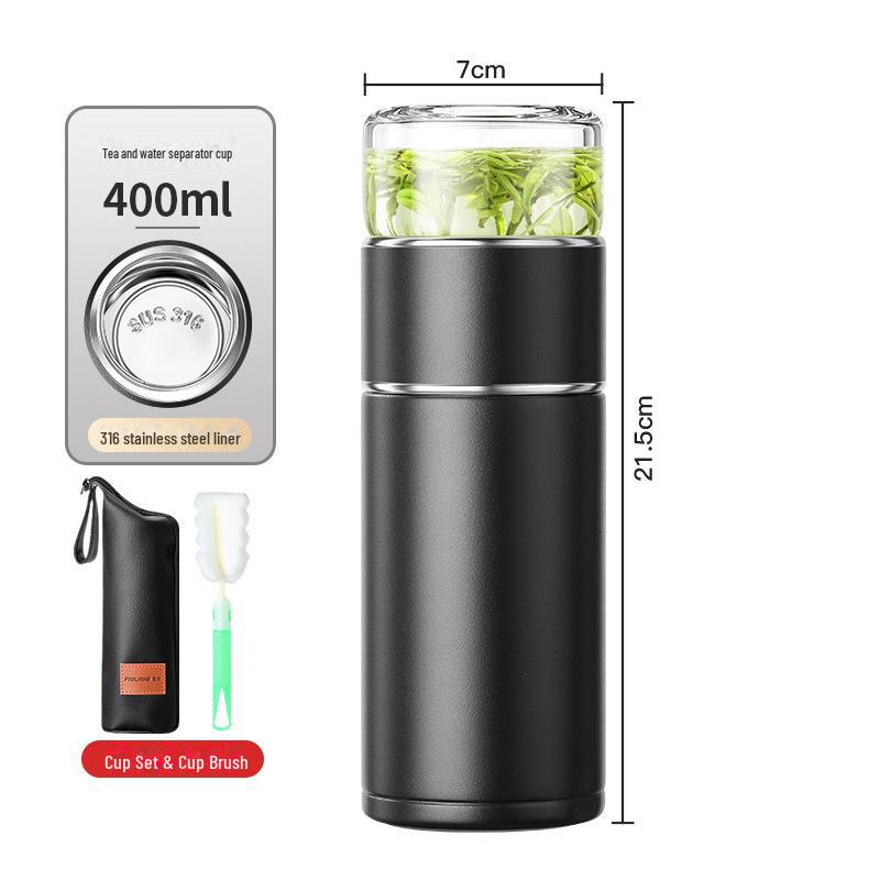 "Portable 316 Stainless Steel Tea Separator Thermos Cup - Unisex Design, Ideal for Tea Brewing and Gifting."
