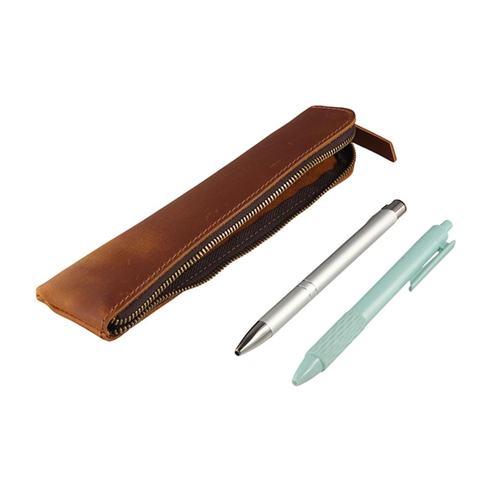 Zipper Pen Protective Bag Pencil Holder Pen Sleeve Pouch Leather Pen Bag  Stationery School