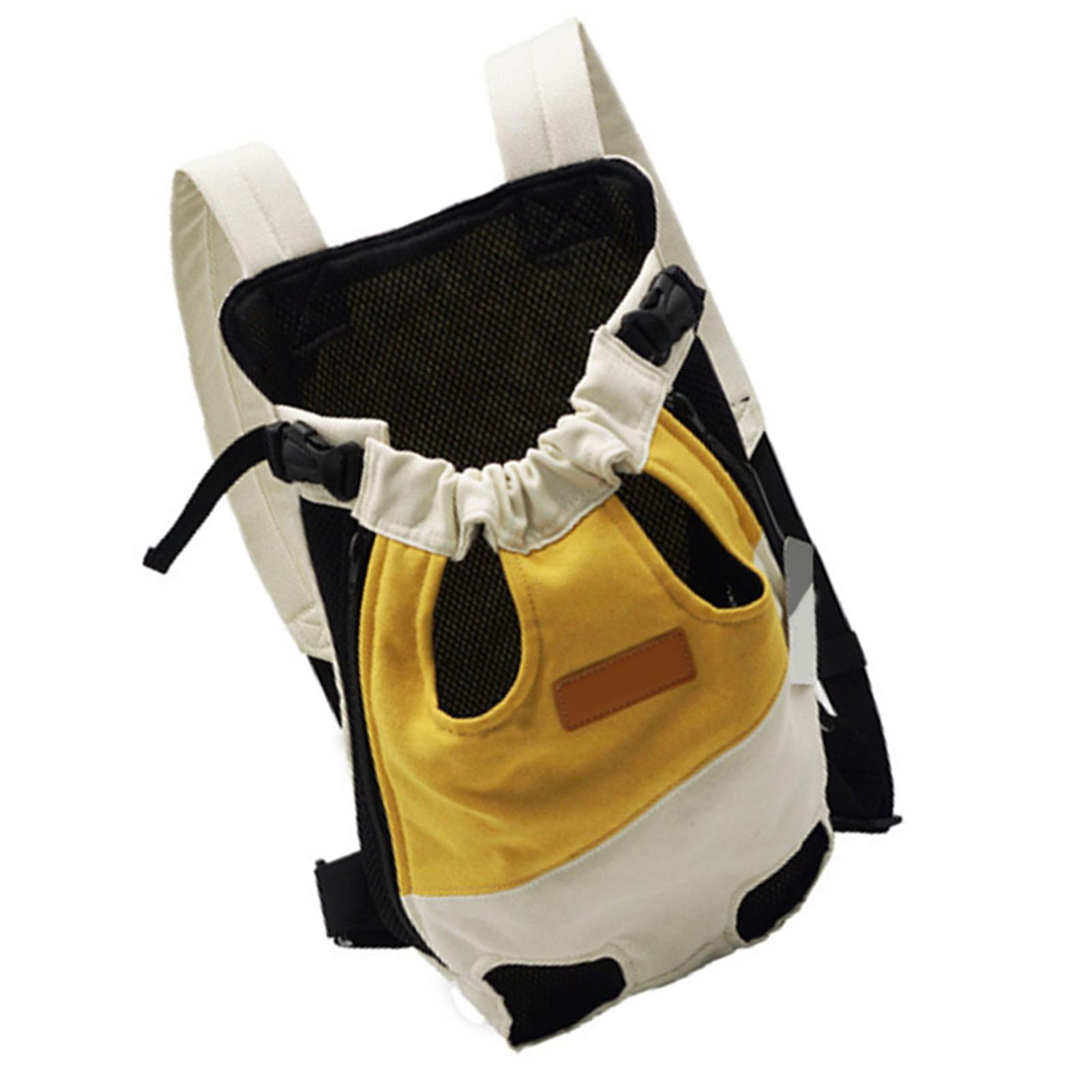 

Двойная сумка для домашних животных, портативный четырехногий рюкзак для собак и кошек для прогулок и путешествий на открытом воздухе White Yellow