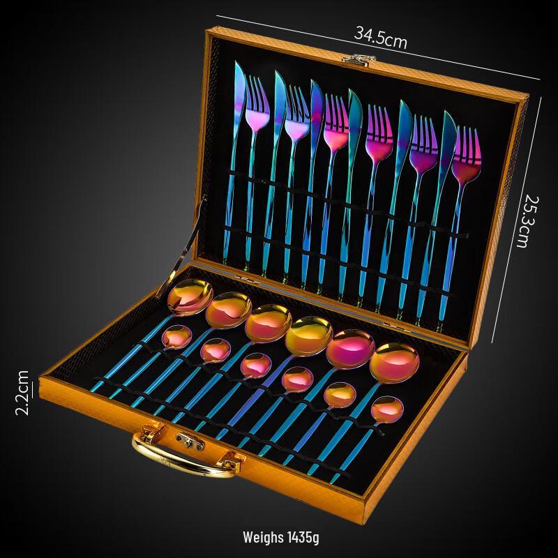 LIU 24-Piece Multi-color Stainless Steel Cutlery Set