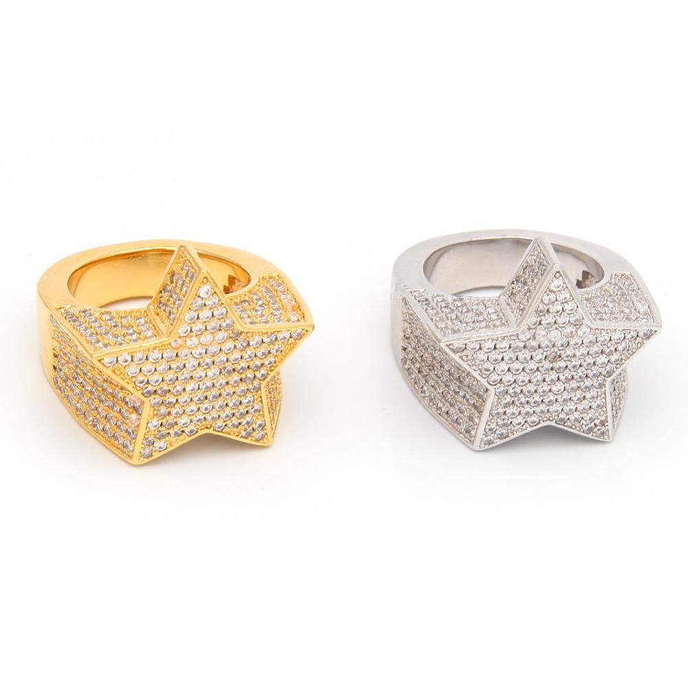 THE BLING KING Mode Stern Ringe Gold Silber Farbe Voll Eisig Zirkonia Hip Hop Ring Schmuck Für Männer Und Frauen Dropshipping