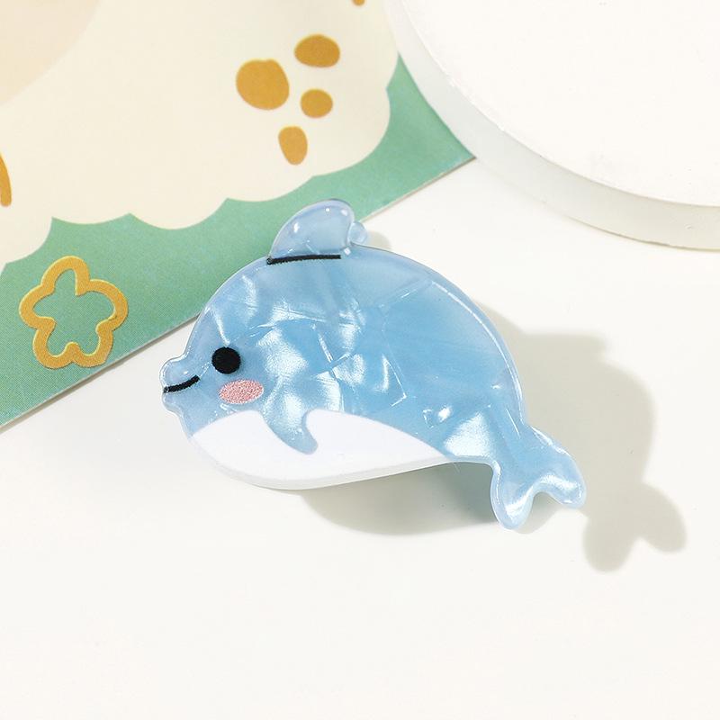 Niedliche Ozeantier Acetat Krallenklemme: Muschel, Delfin, Seestern, Welpen-Design