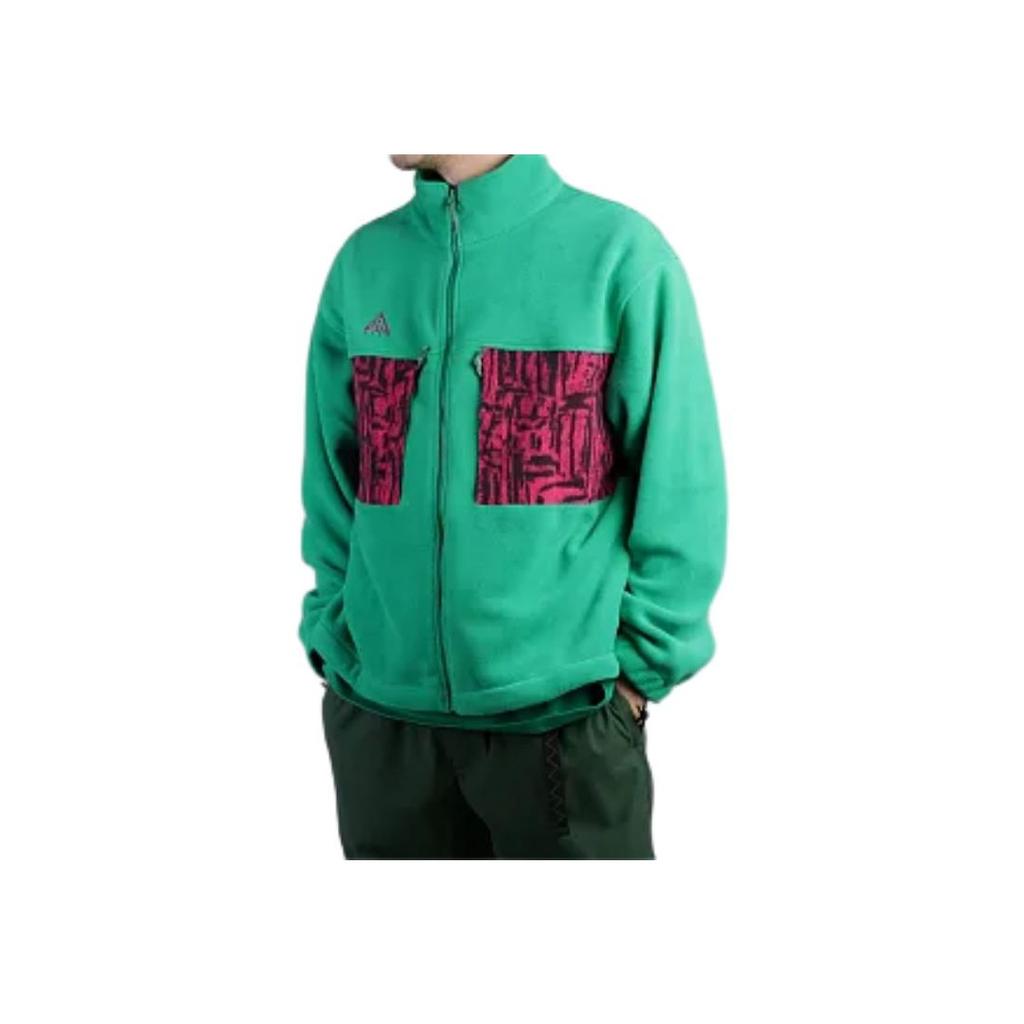 Nike Chaqueta Deportiva Retro con Cremallera de Cuello Alto con Estampado del Logotipo de la Serie ACG de Manga Larga y Corte Slim para Hombre Chaqueta Verde BQ3446-319