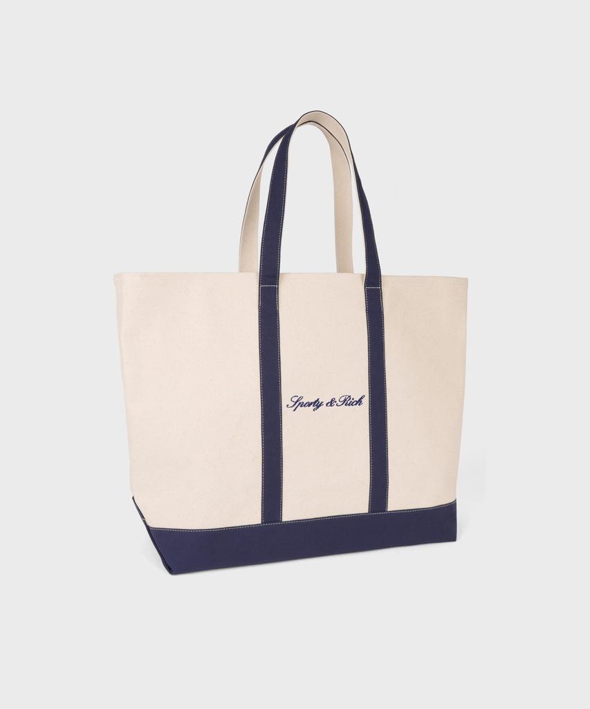 Sporty&Rich Serif Logo Large Tote Bag - Natural/Navy R265Aob006