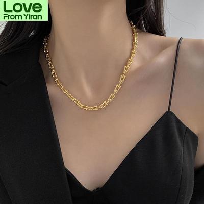 Sterling Tone U Shaped Chain Pendant Necklace Gathering Jewelry For Women Geometric Chunky Pendant Necklace Celebration NewGeometric Chain
