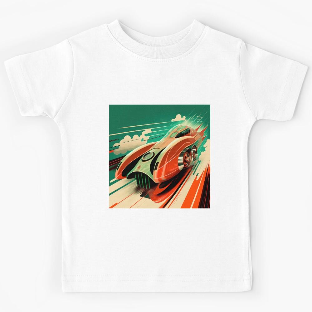 Car Formel One Futuristic Vintage Illustration Colorful Speed Kids T-Shirt 140