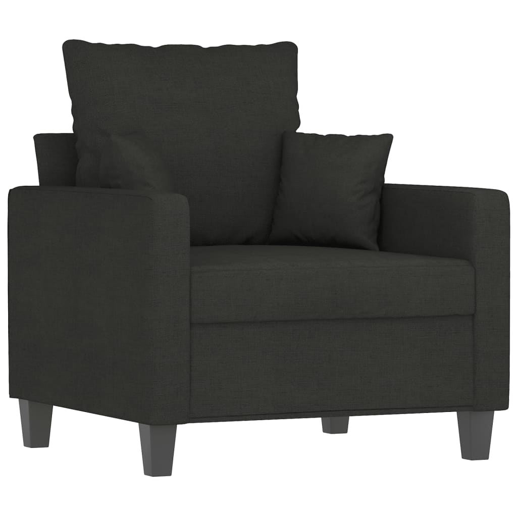 3 Piece Sofa Set with Cushions Black Fabric