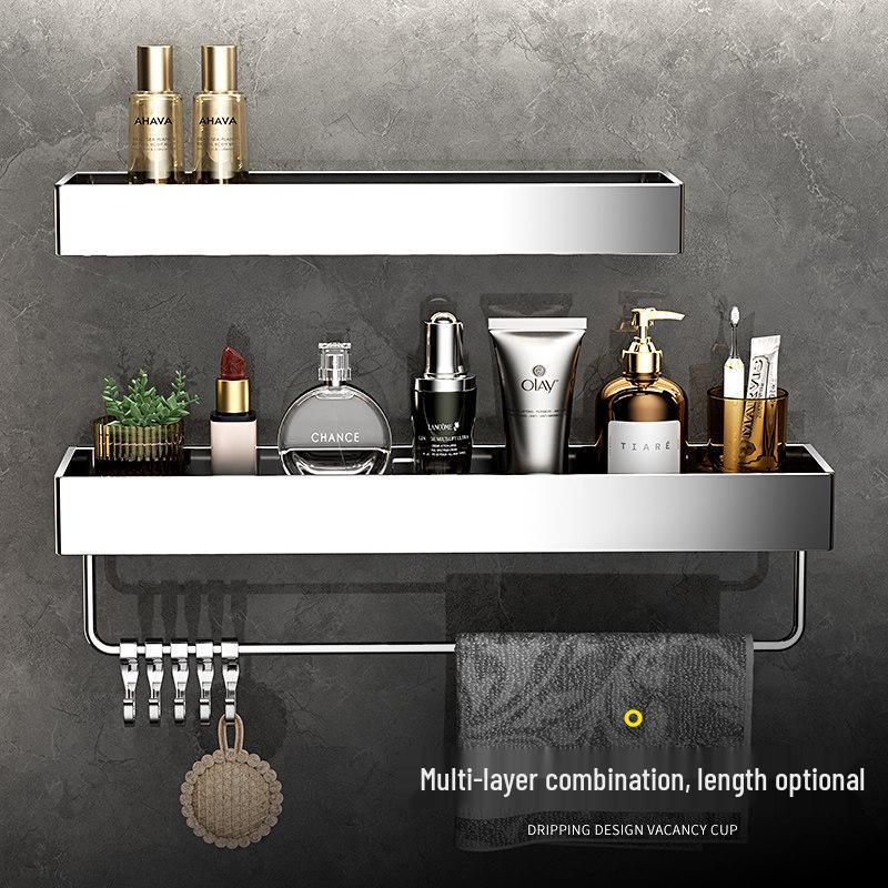 No-Drill Stainless Steel Bathroom Storage Rack 304 for Shower, Toilet, or Vanity Mirror.