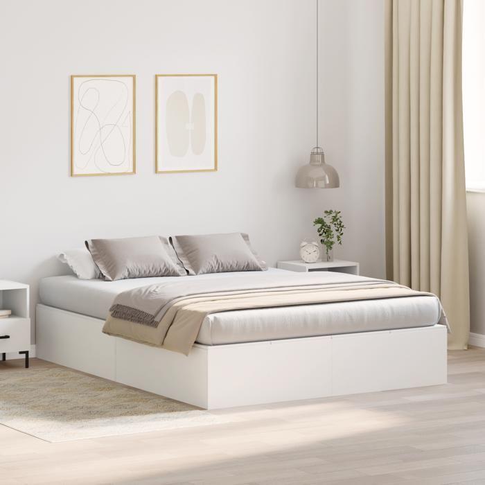 Cadre de lit de rangement vidaXL Blanc 150x200 cm 3335381