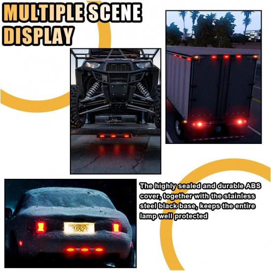 Car Trailer Tail Light Bar, 3-Light 9 LED Gap Identification Marker Light Strip With Stainless Steel Bracket, Identification Marker Light With Black