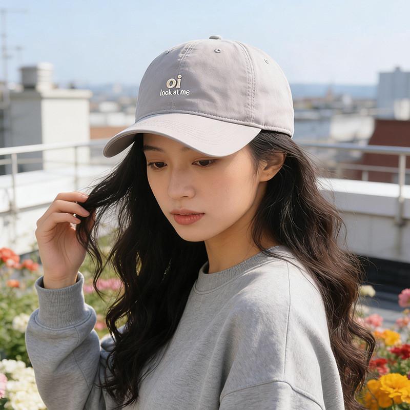 Cotton Baseball Cap With Embroidered Letters For Casual Sun Protection And Sunshade