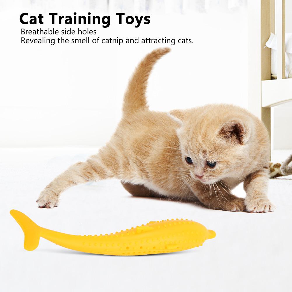 Soft Silicone Catnip Fish Cats Toys Pet Cat Chewing Clean Teeth Training Interactive Toys