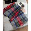 VICTORIA&VERA Women's British Plaid Color-Block Tassel Wool Scarf