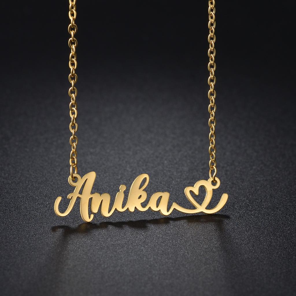 Atoztide Fashion Custom Name Stainless Steel Necklaces Personalized Jewelry Chain Crown Heart Butterfly Necklace for Women Gifts