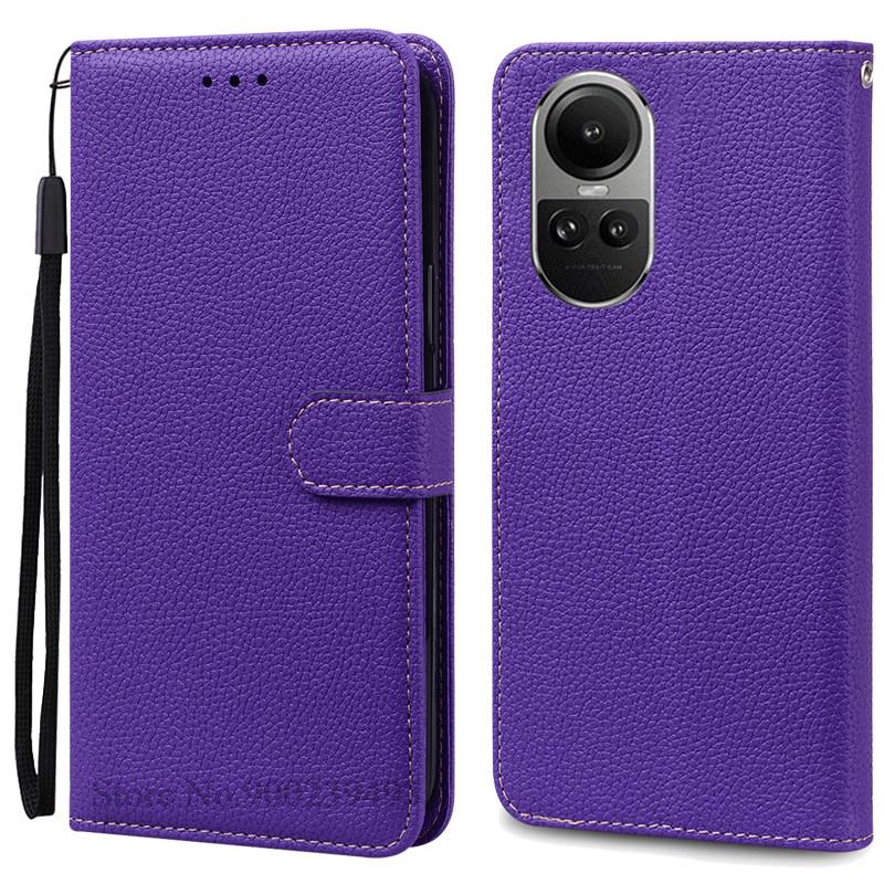 

Для OPPO Reno10 5G кожаный чехол для OPPO Reno 10 Pro 5G чехол-кошелек флип-чехол для Reno 10 Pro Plus чехол-книжка Fundas Coque Reno 10 Pro Plus темно-фиолетового