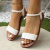 Fashion 2025 Summer New Women's Open Toe Sandals Round Toe Flat with Weave Elastic Band Sandals Outdoor Plus Size Casual Beach Shoes