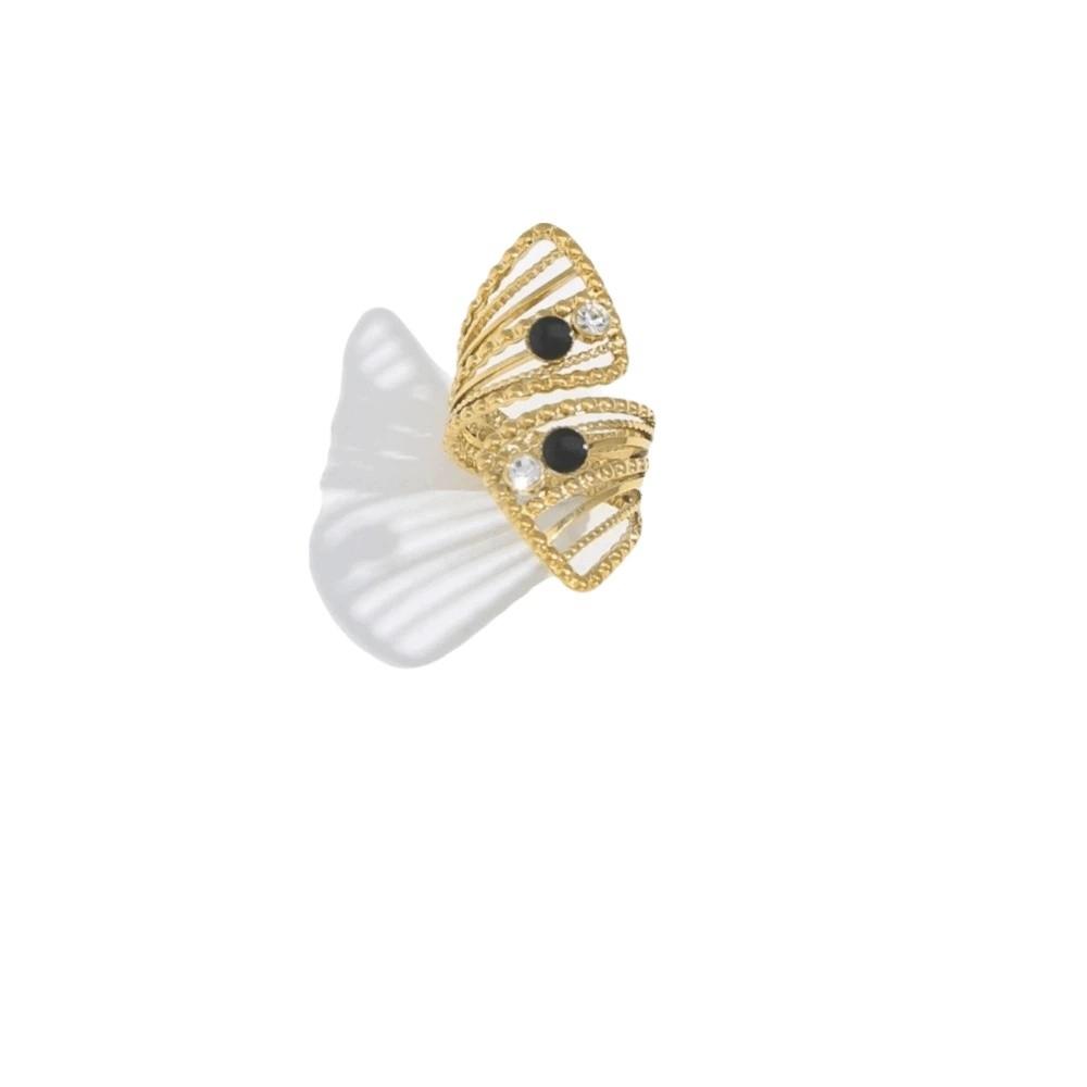 18K Gold Color Stainless Steel Rings Minimalist Design Gold-plated Ring Hollow Ring  Women Jewelry Style 5