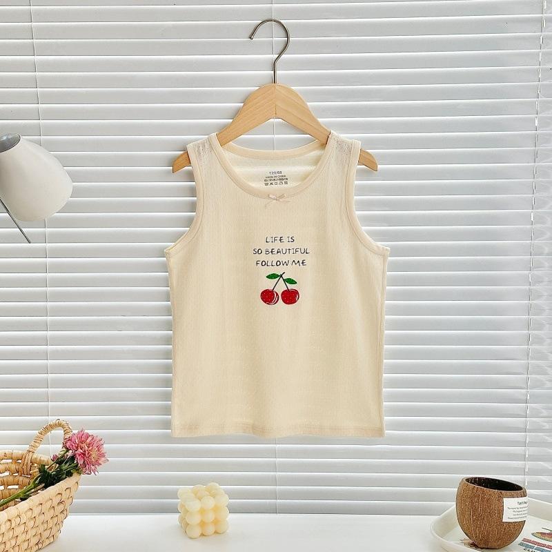 Boys pure cotton vest summer children's mesh hurdle girl baby sling little boy summer middle and older children's vest