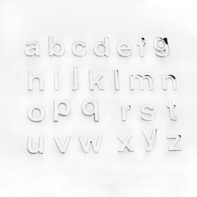 Srasakan 3D Car Emblem Sticker Decoration Dress Up Exterior Parts Alphabet Letter Lowercase Stickers (Silver, 26 Pcs)