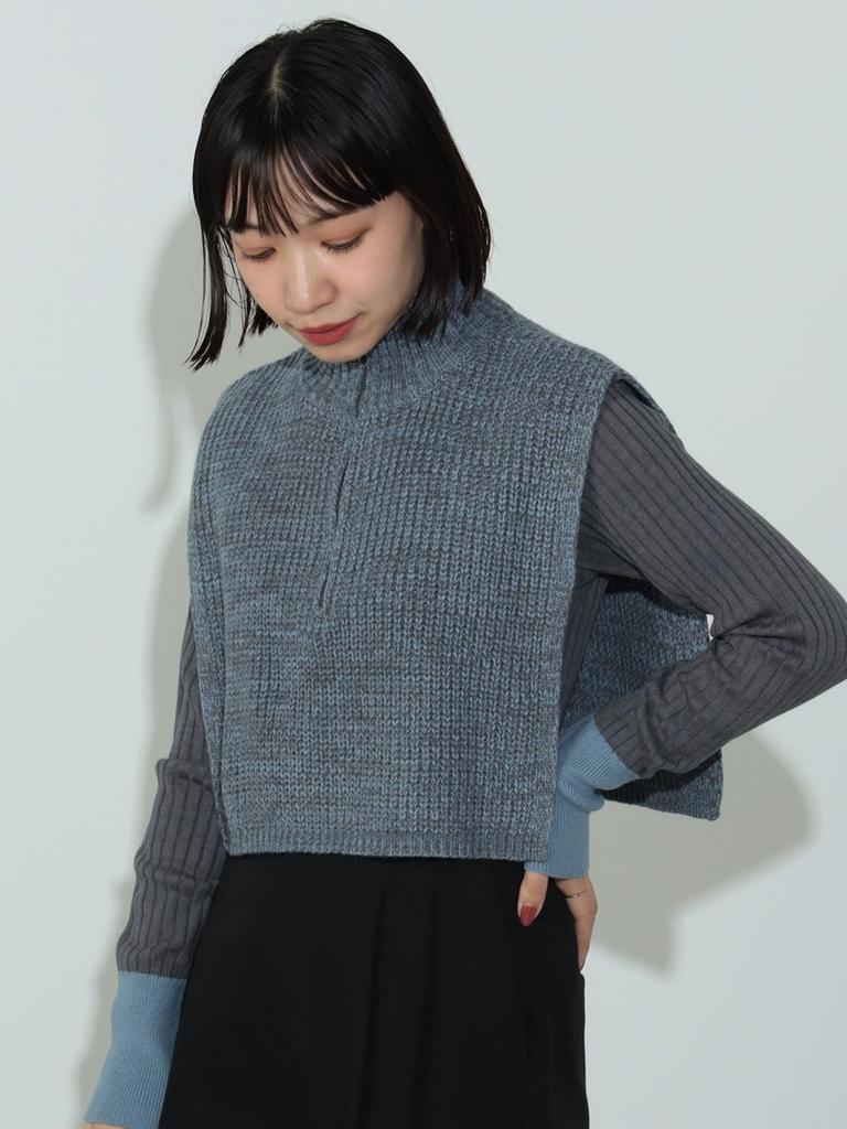 Knit Half Zip Knit CHARCOAL GRAY ONE SIZE [Beams Heart] L/S (Set Item) Women's