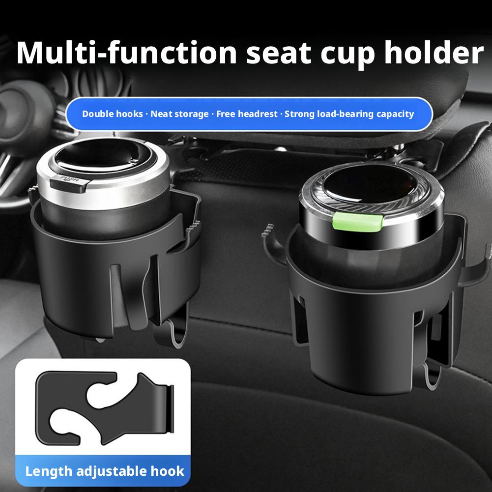 Car Seat Back Cup Holder with Double Hooks Adjustable Phone Holder for Water Cup Bag Umbrella Auto Storage Organizer X1D7